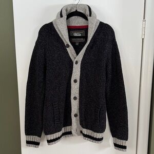 Roots Black and Gray Men's Cardigan Sweater